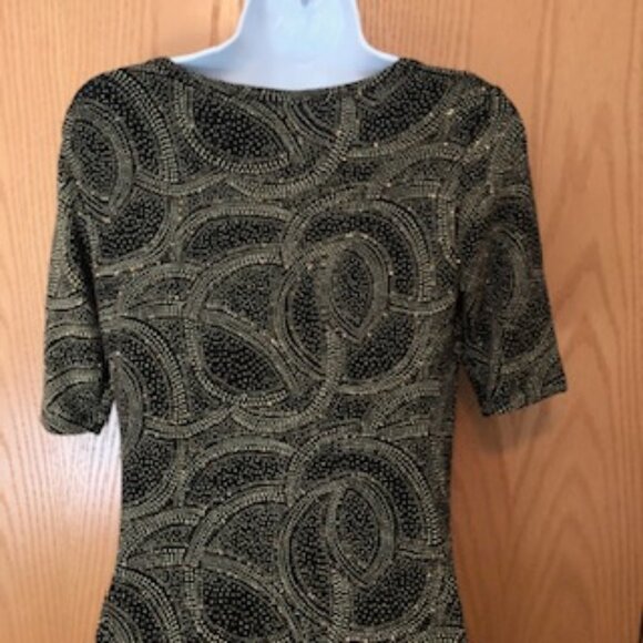 LulaRoe Glittery Gold Sparkle Stretchy Black Sheath Dress XS Extra Small - Picture 6 of 10